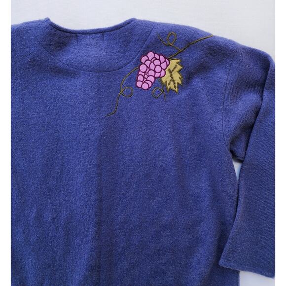 Vintage August Max Woman Wool Cardigan 1X Beaded Grapevine Pearl Sweater - Picture 7 of 8